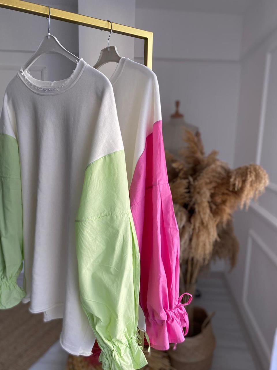 KOLLARİ POPLİN TASARIM SWEAT PEMBE