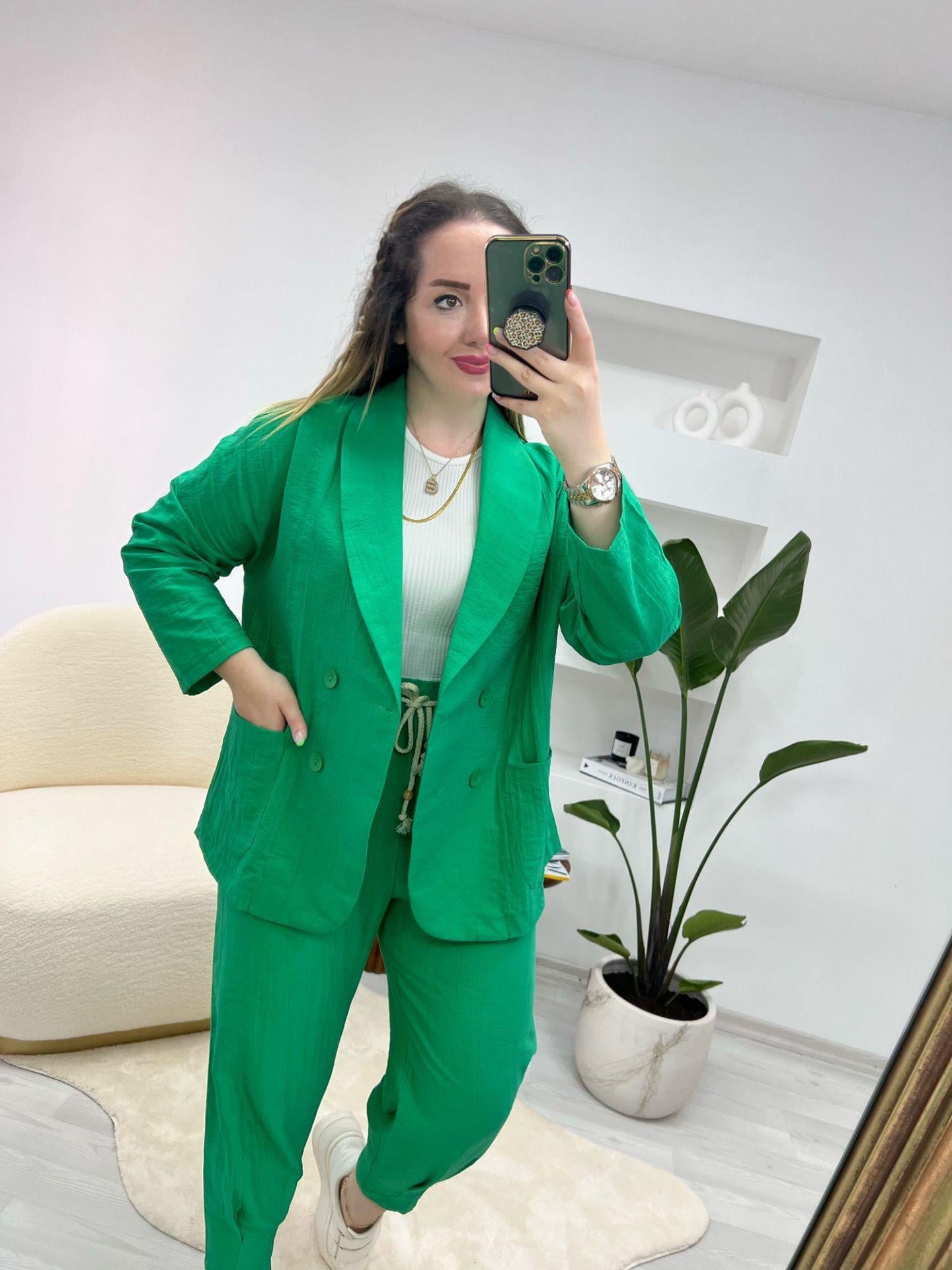 LARA KETEN CEKET YEŞİL