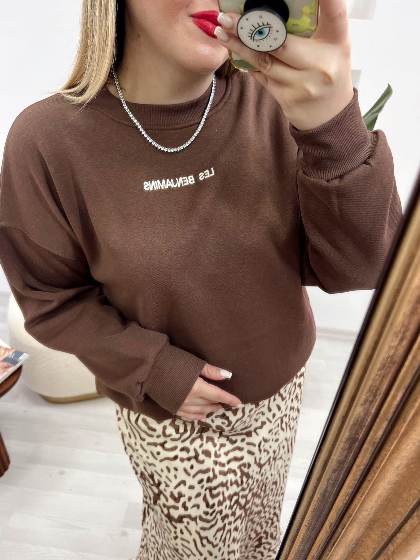 LB NAKİŞLİ ACI KAHVE SWEATSHİRT