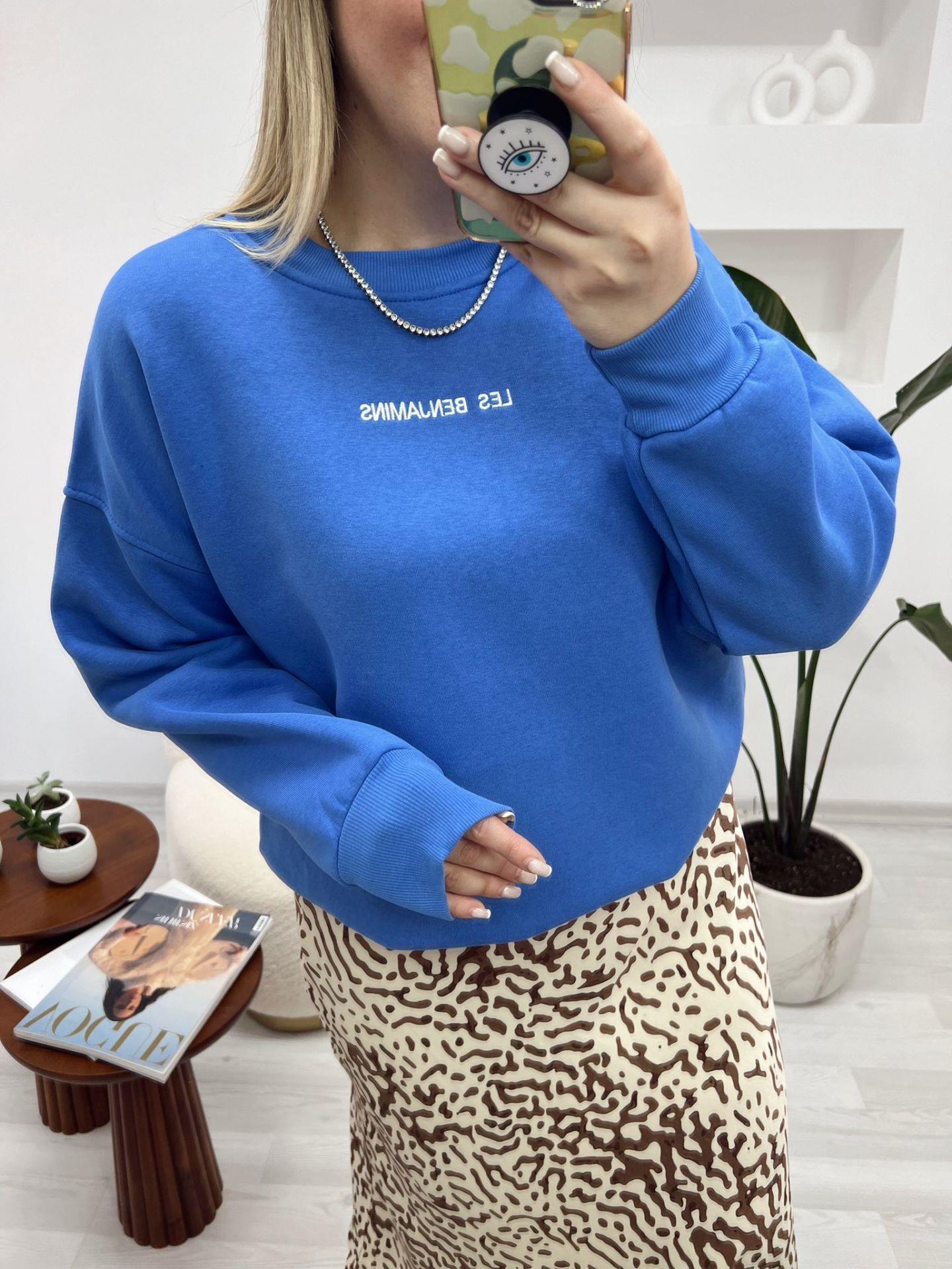 LB NAKİŞLİ MAVİ SWEATSHİRT