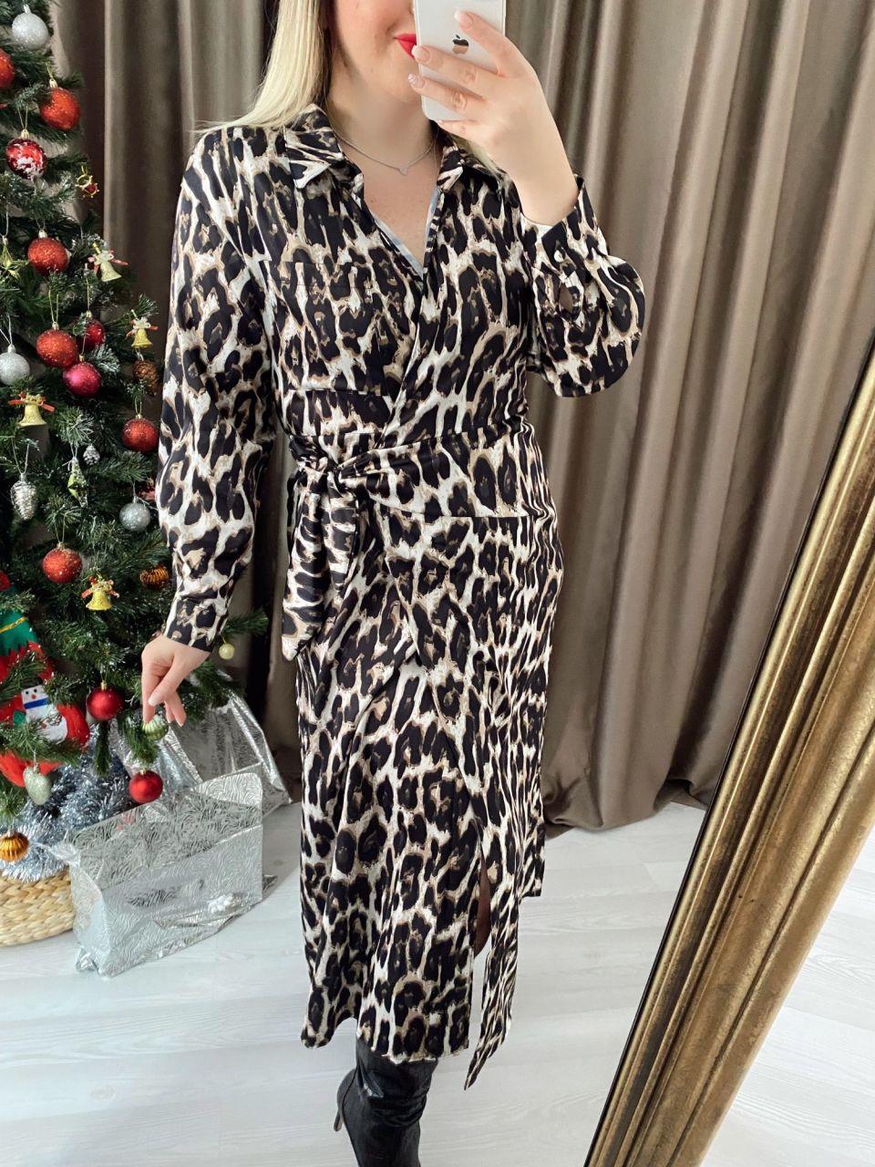 LEOPAR BAĞLAMALI ELBİSE
