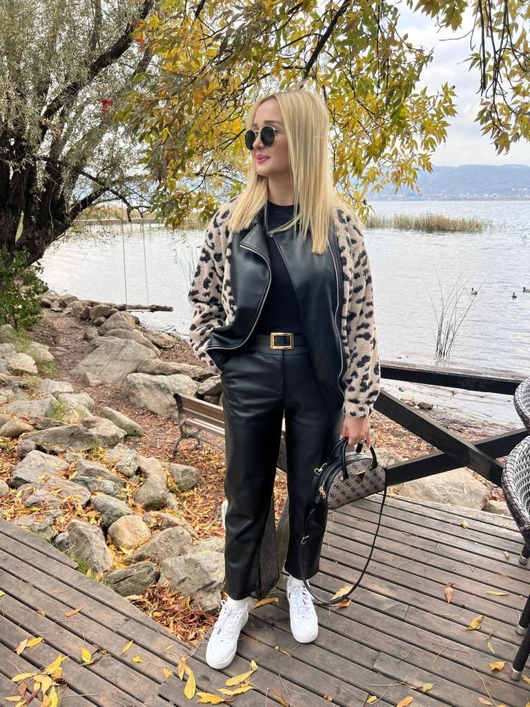 LEOPAR DERİ DETAYLI BOMBER CEKET