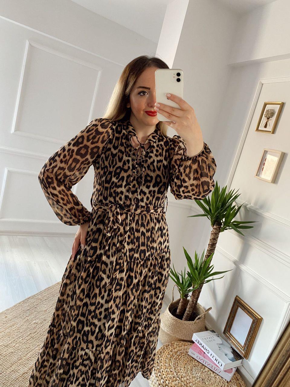 LEOPAR ŞİFON ELBİSE
