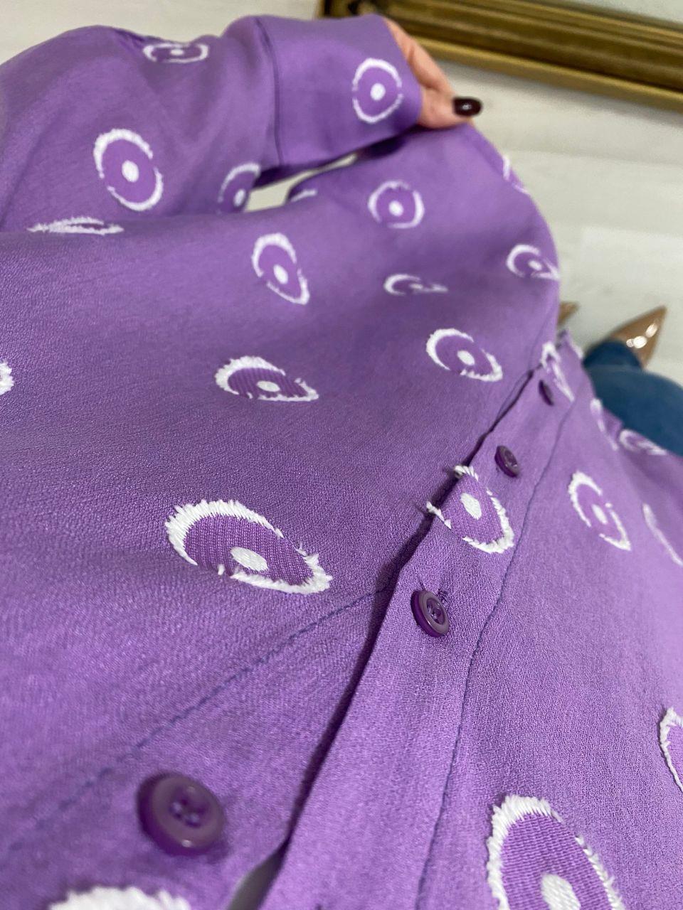 LİLA PUANTİYE DETAYLI MANGO GÖMLEK