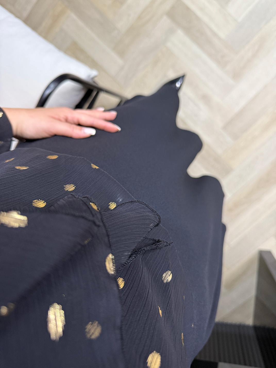 Lowe Etek Görünümlü Elbise Gold Varaklı