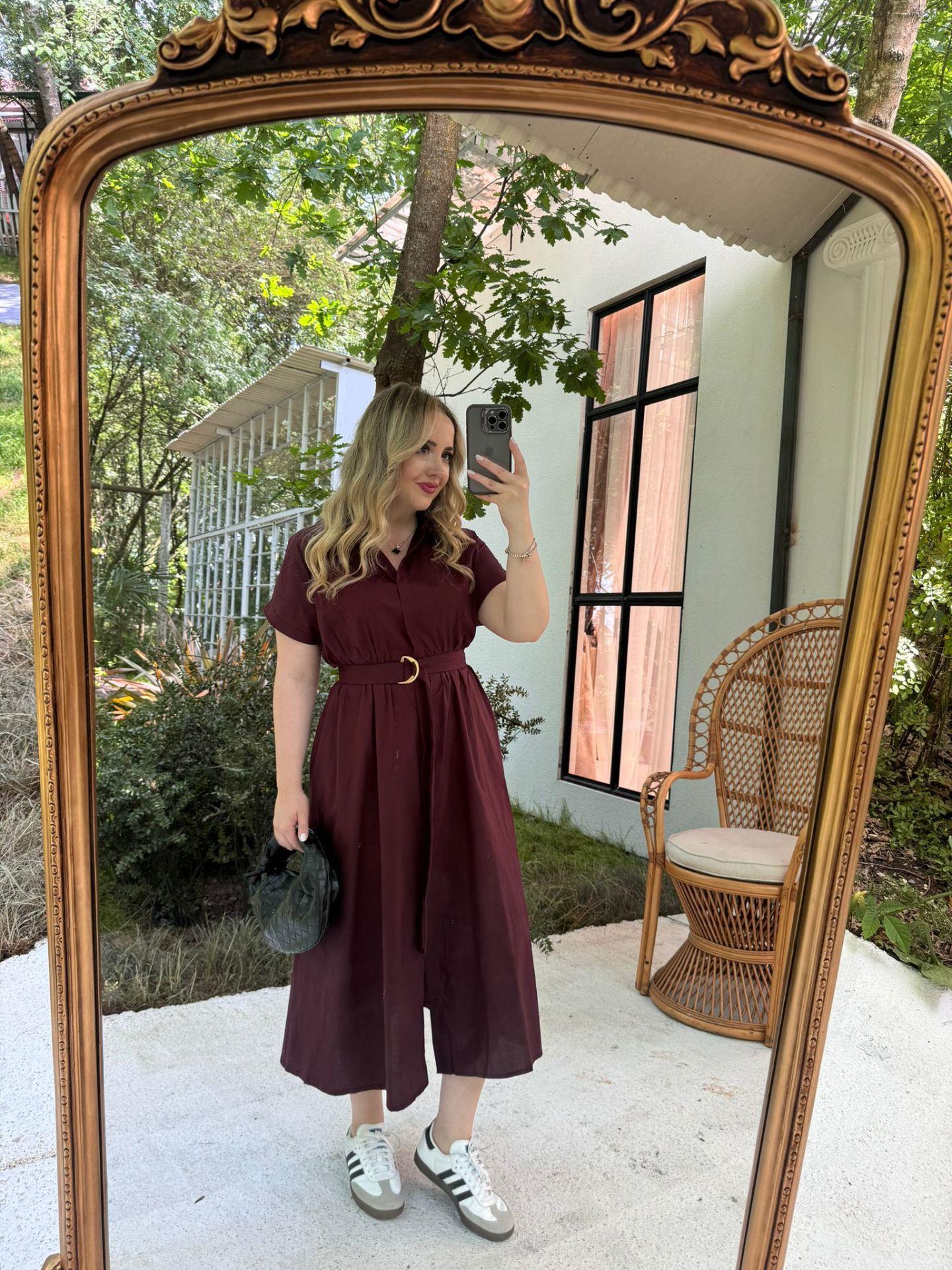 MATİLDA KISA KOLLU PAMUK SATEN ELBİSE MÜRDÜM