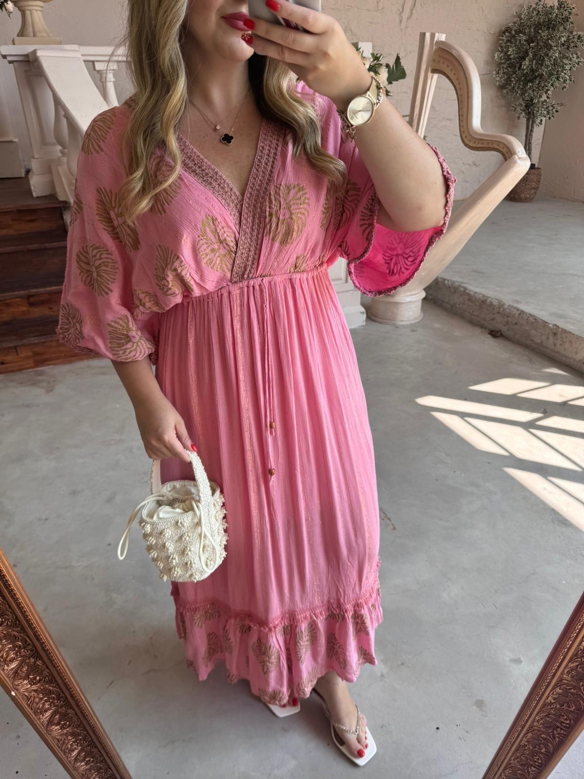 MELİSSA İTHAL TASARIM ELBİSE PEMBE