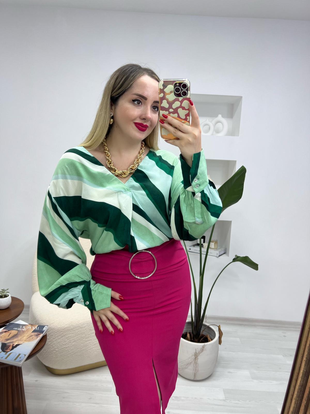 MNG YEŞİL DESENLİ GÖMLEK