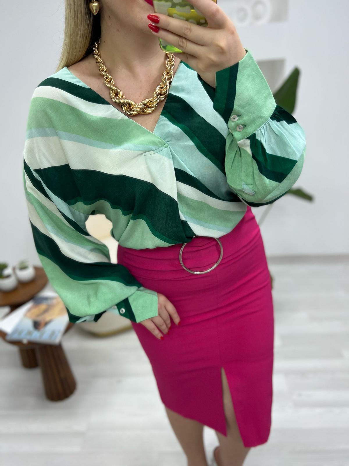 MNG YEŞİL DESENLİ GÖMLEK