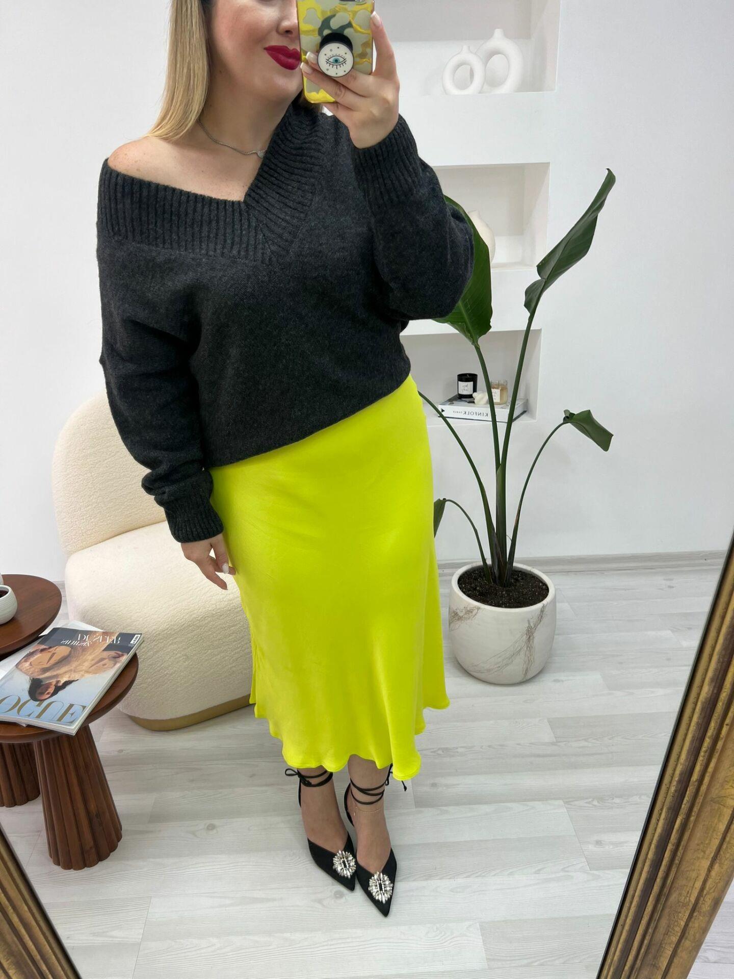 OLİVE RENK SATEN ETEK