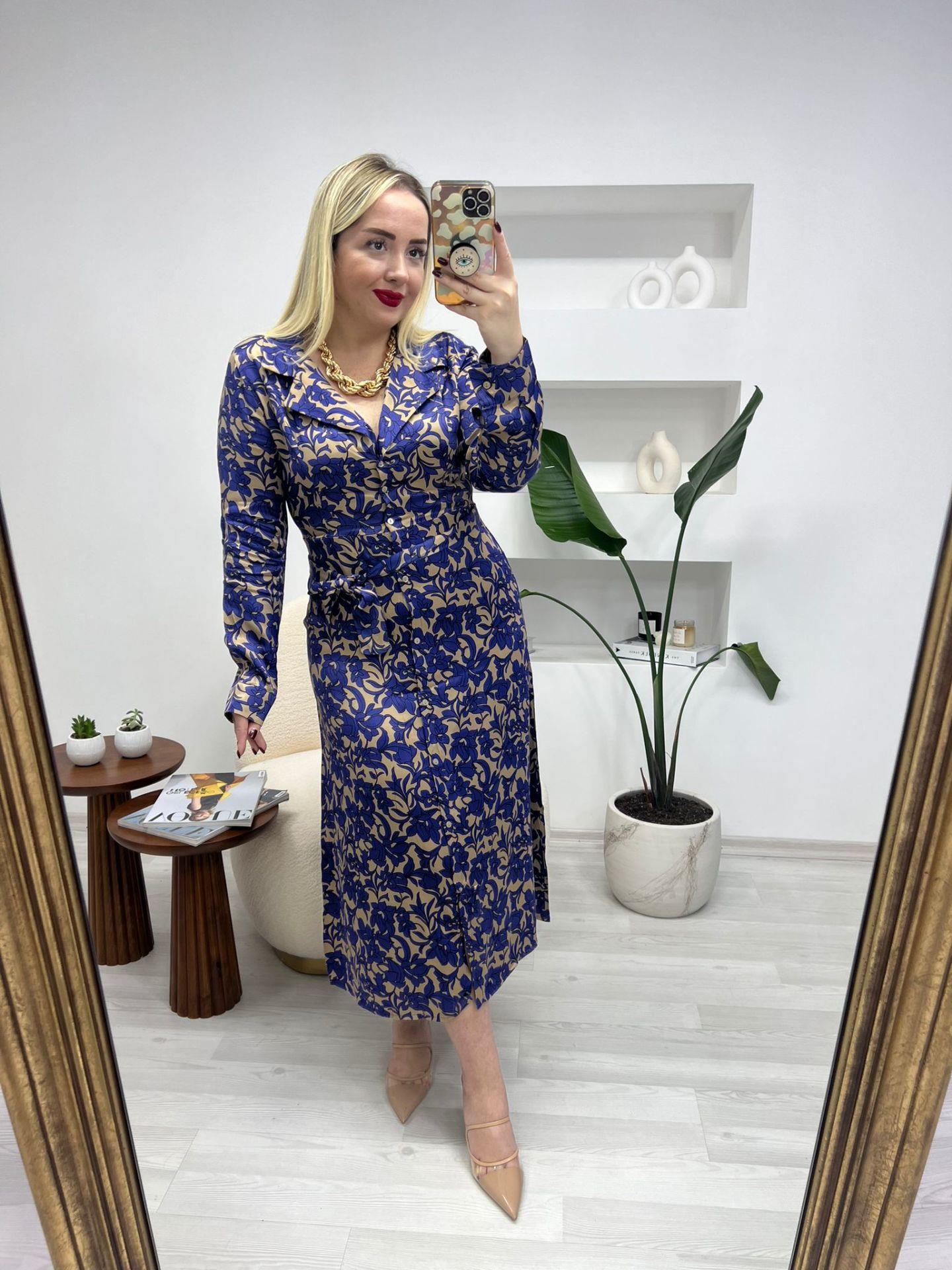 ÖNDEN DÜĞMELİ CEKET YAKA ÖZEL SATEN ELBİSE