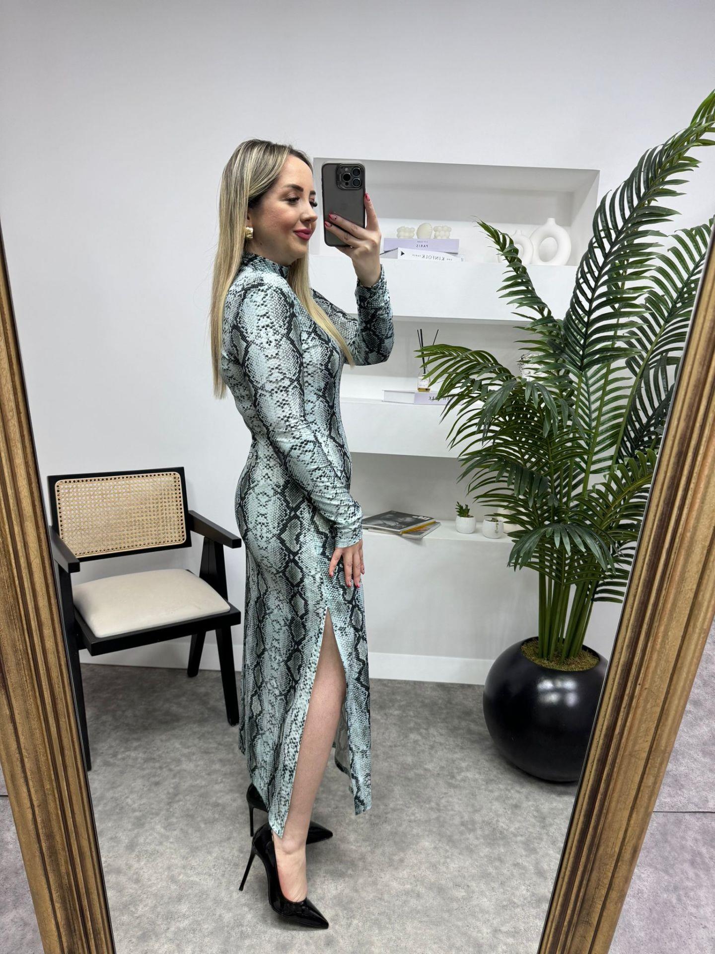 ORJ MARKA BALIKCI YAKA YILAN DESEN BEBEK MAVİ ELBİSE