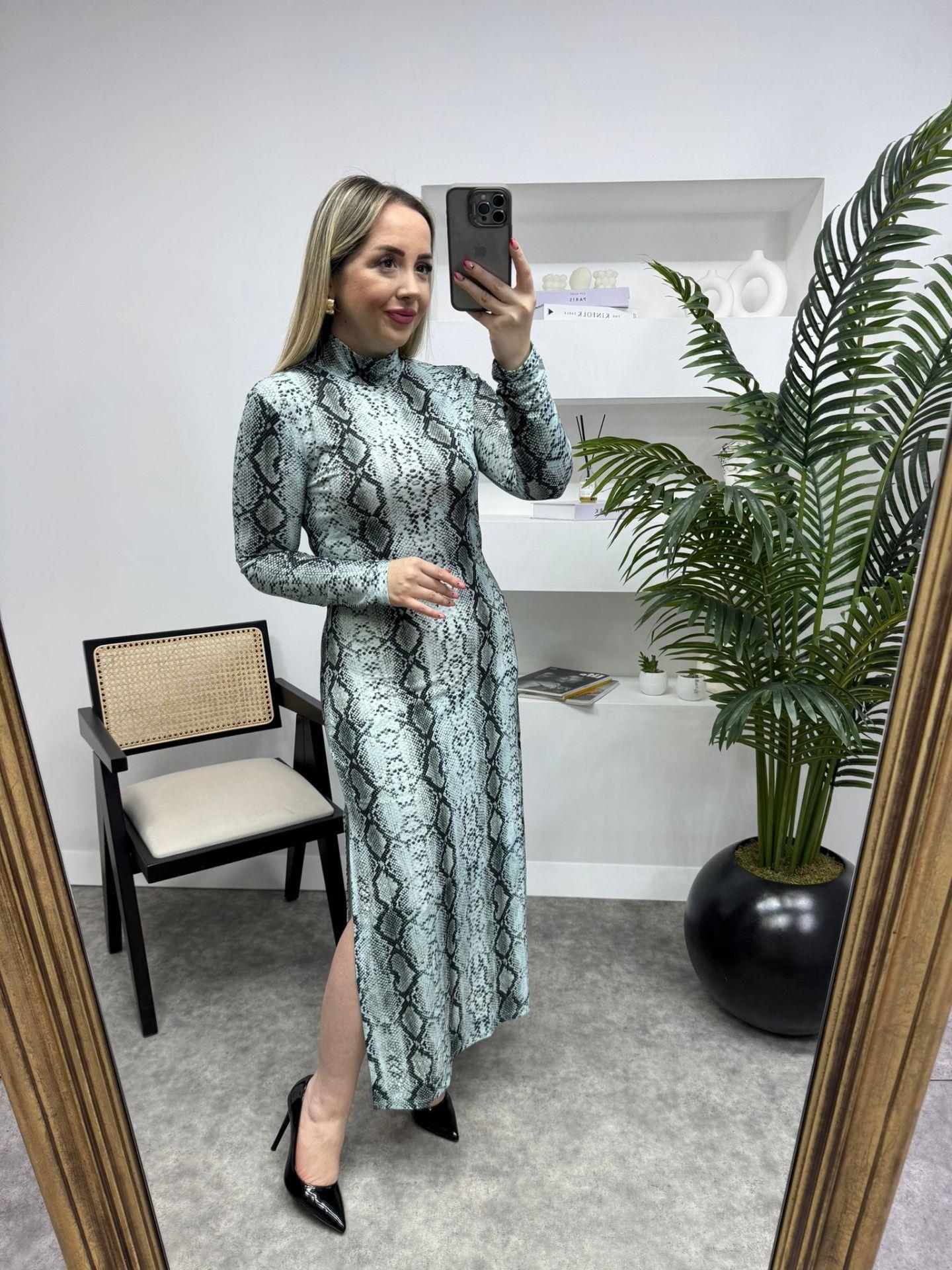 ORJ MARKA BALIKCI YAKA YILAN DESEN BEBEK MAVİ ELBİSE