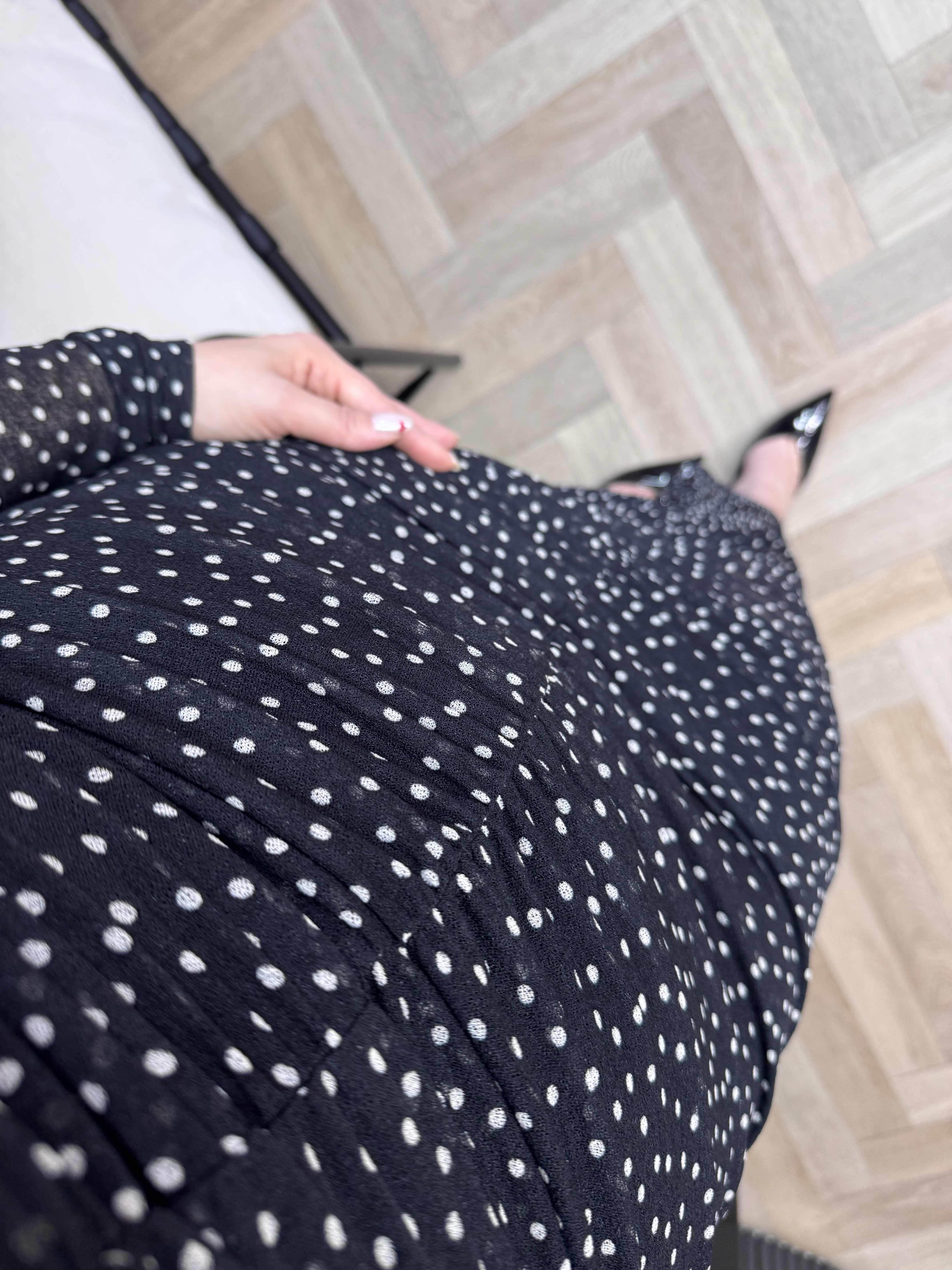 Orj Marka Drapeli Tül Elbise Puantiye