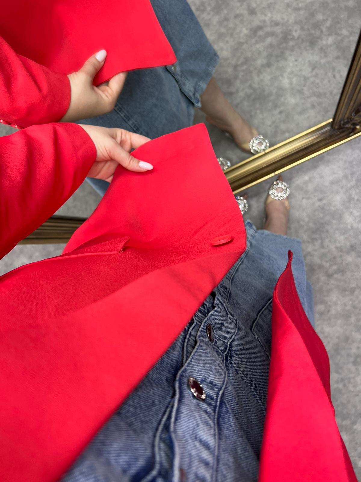 ORJ MARKA KİRMİZİ ASTARLI BLAZER CEKET