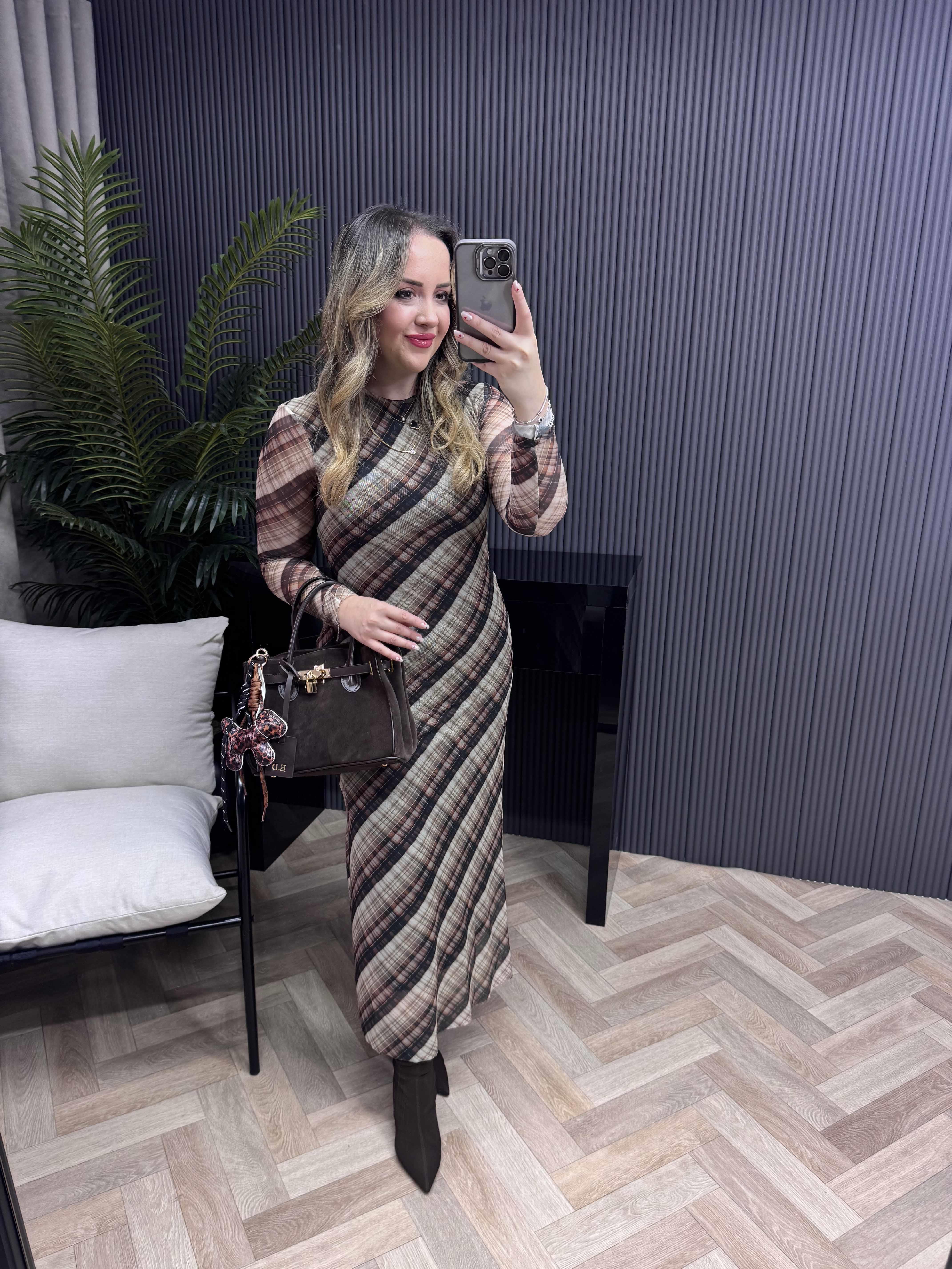 Orj Marka Model Acı Kahve Tül Elbise