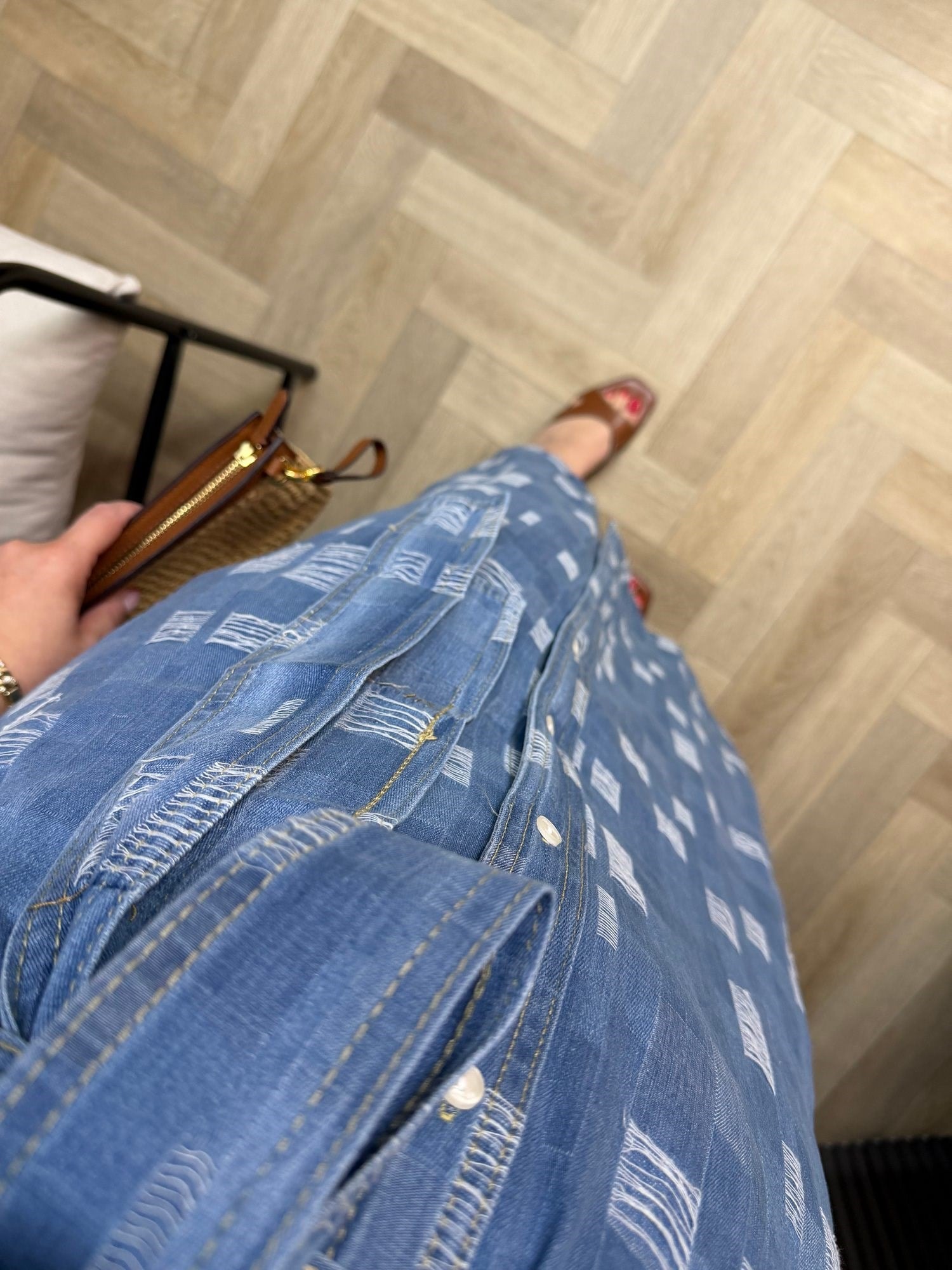 Orj Marka Model Püskül Detaylı Denim Elbise