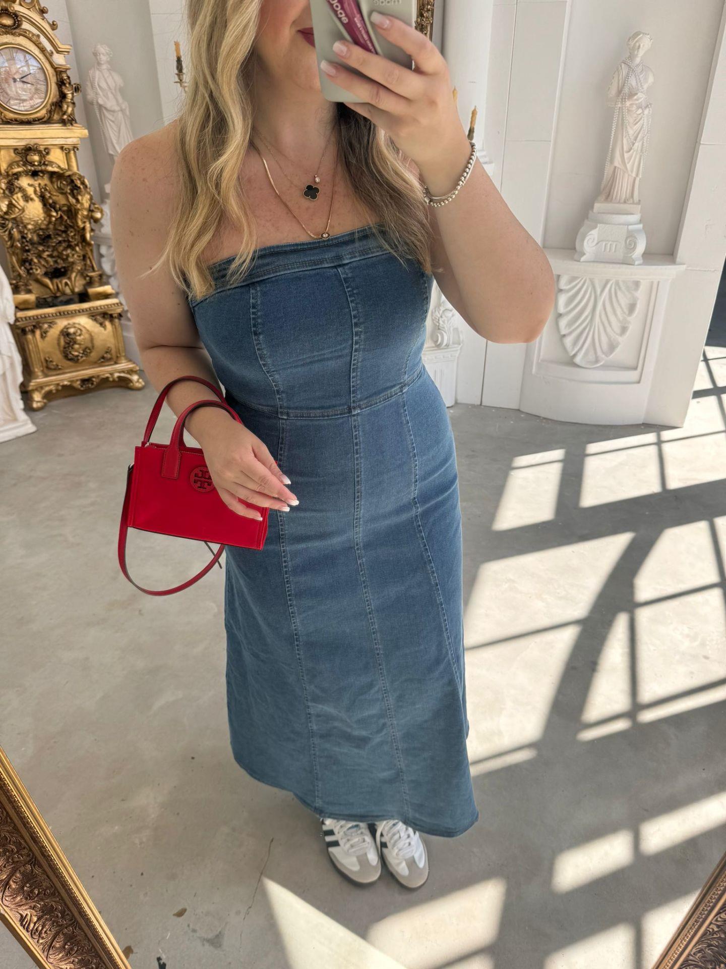 ORJ MARKA MODEL STRAPLEZ JEAN ELBİSE