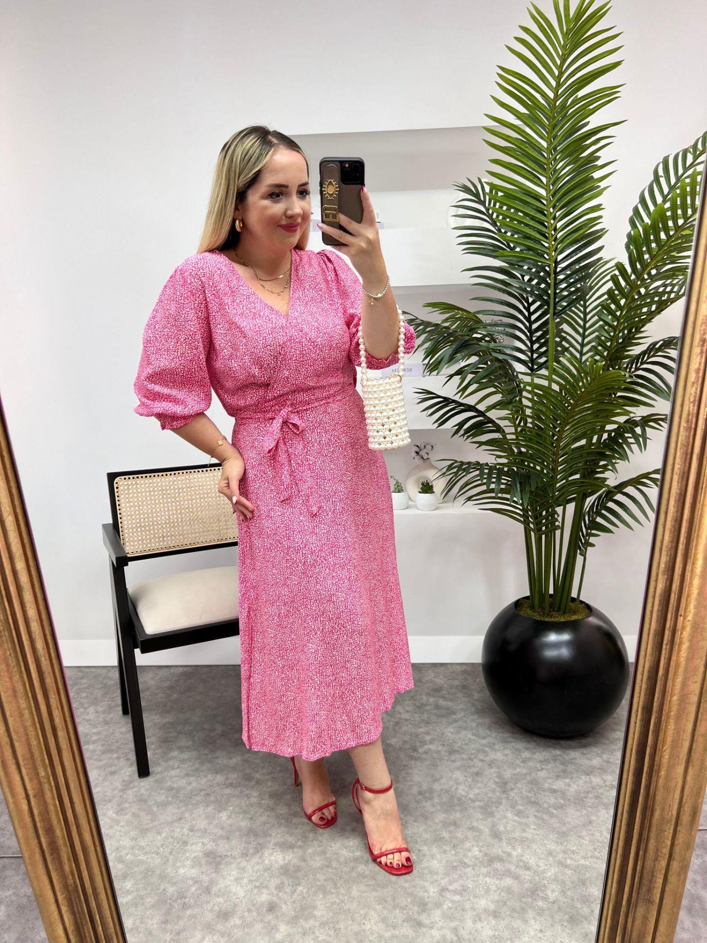 ORJ MARKA PEMBE KUŞAKLI ELBİSE