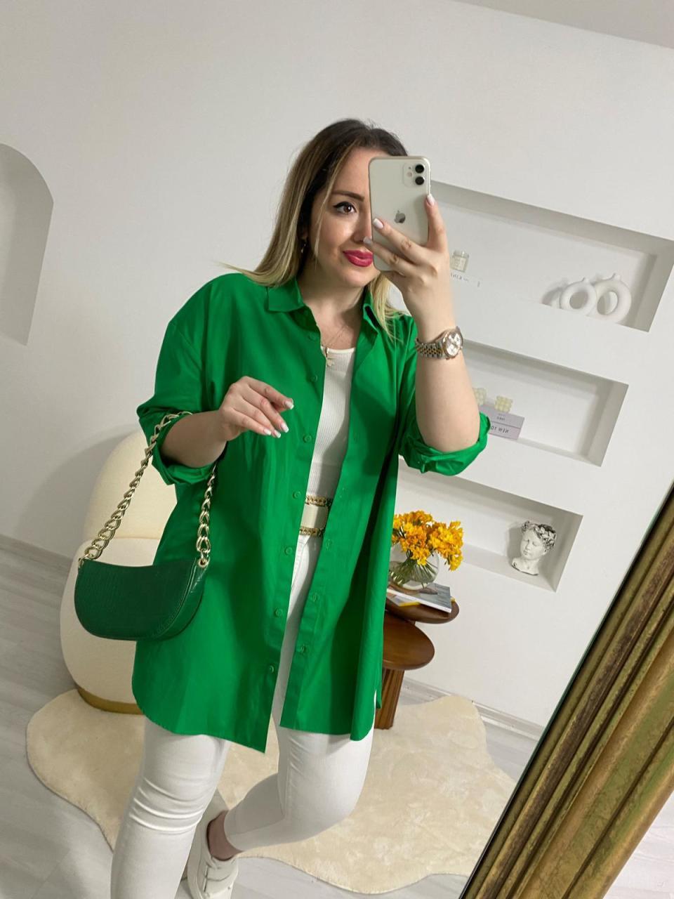 ORJİNAL MARKA POPLİN GÖMLEK YEŞİL