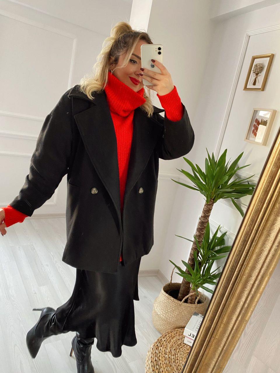 OVERSİZE MODEL SİYAH KAŞE KABAN