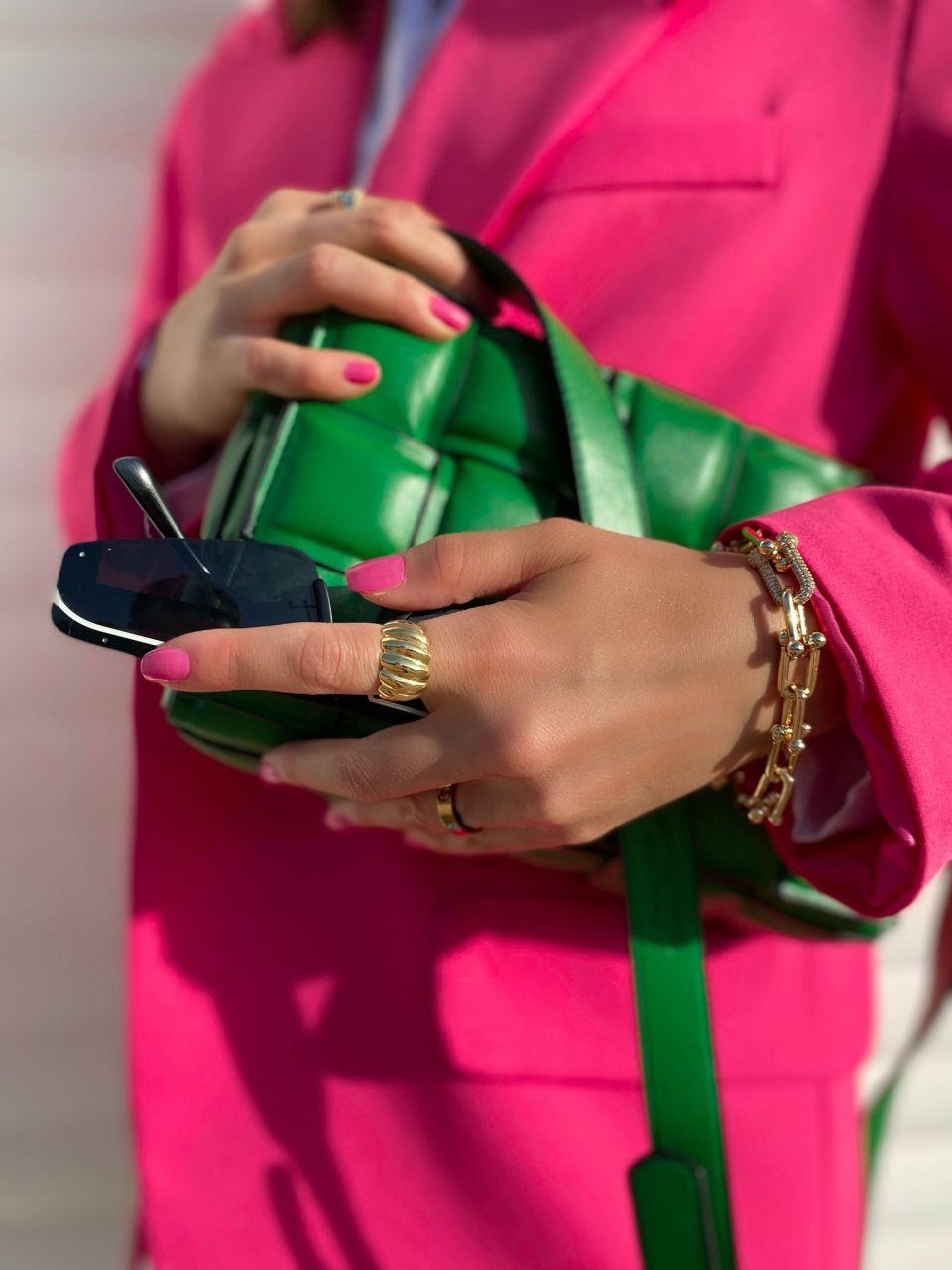 PEMBE TEK DÜĞMELİ CEKET