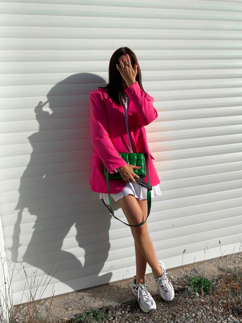 PEMBE TEK DÜĞMELİ CEKET