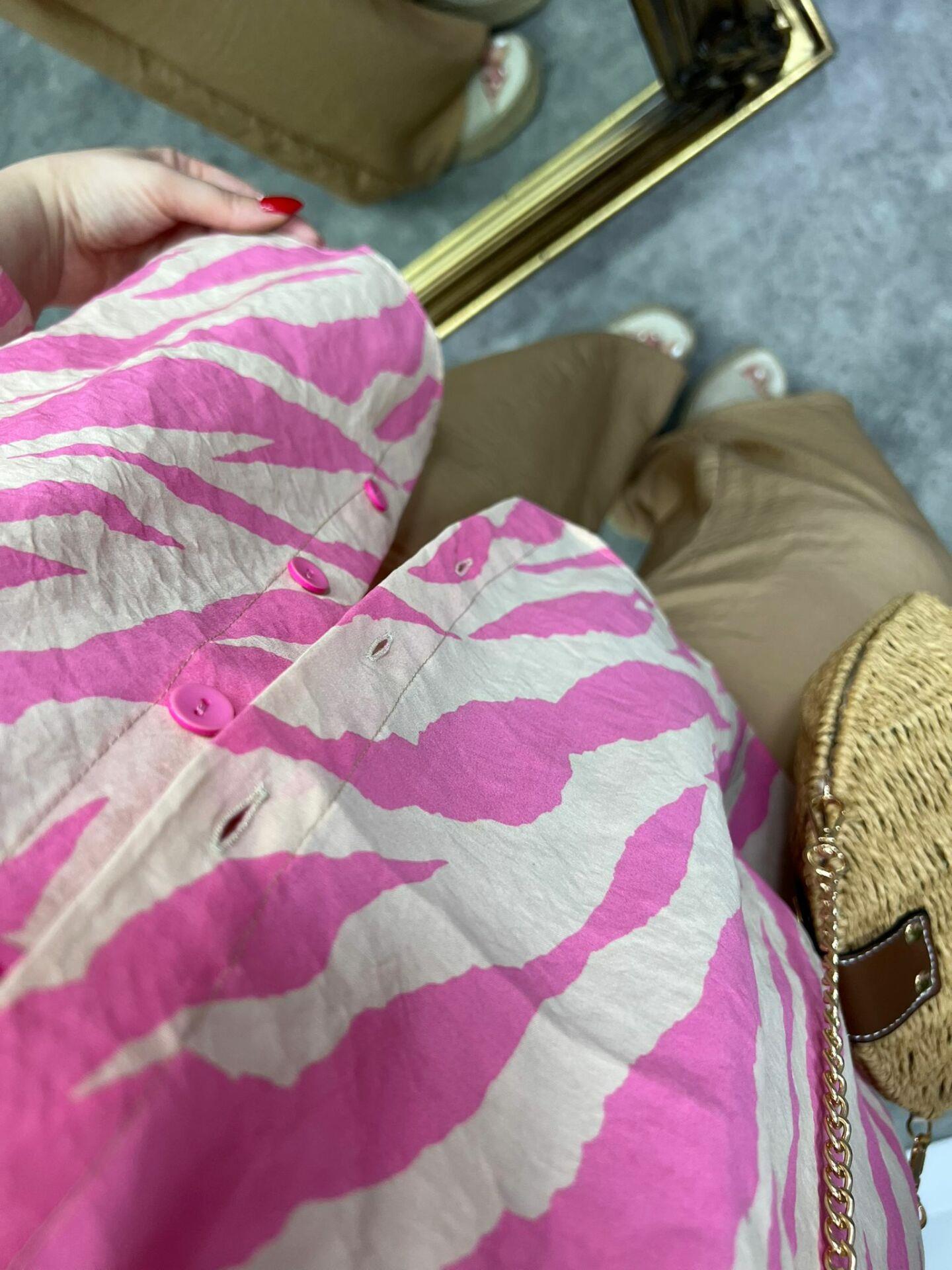 PEMCE CAMEL ZEBRA TENSEL KETEN GÖMLEK