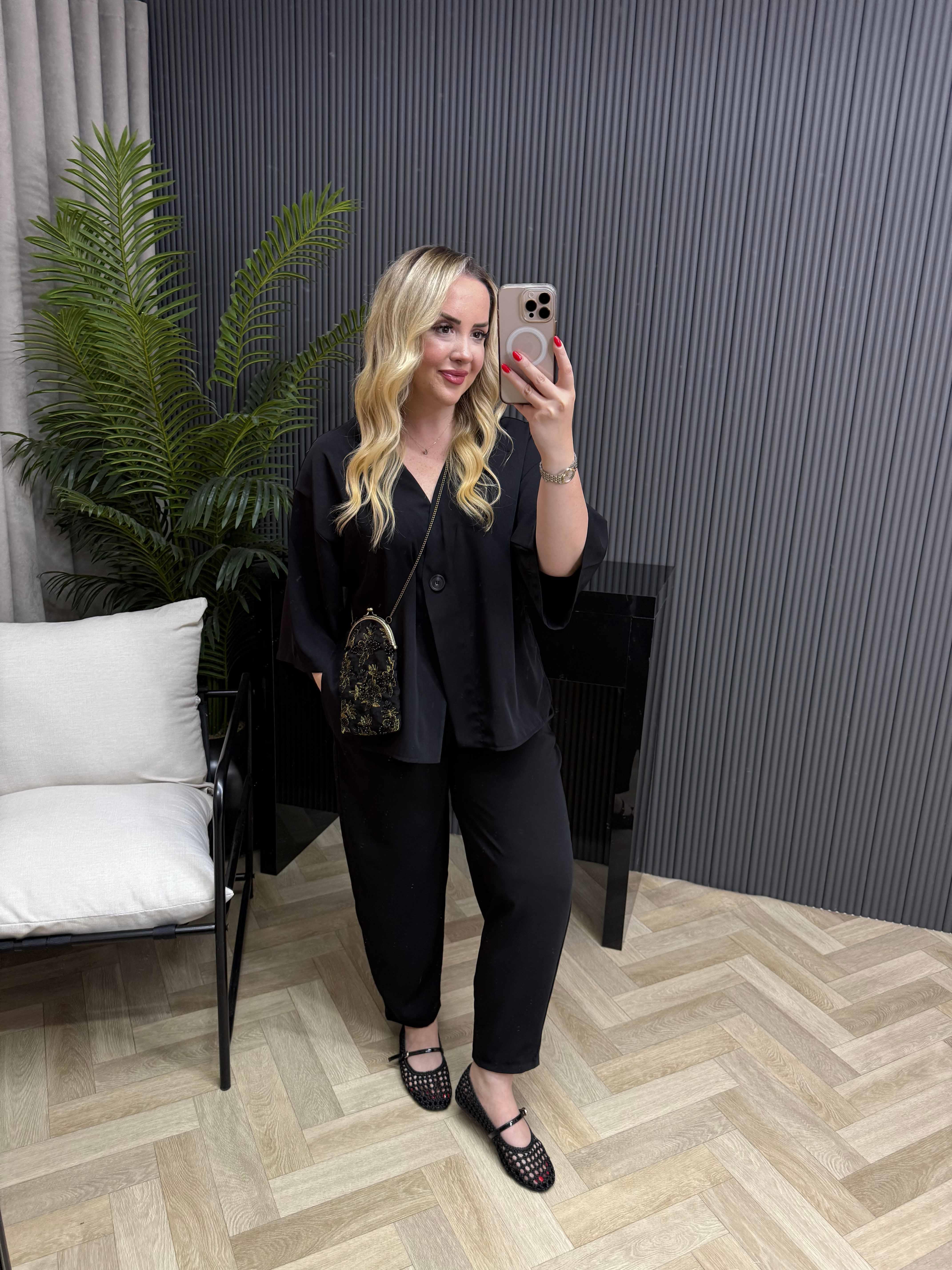 Premium Ceketli Tensel Takım Siyah