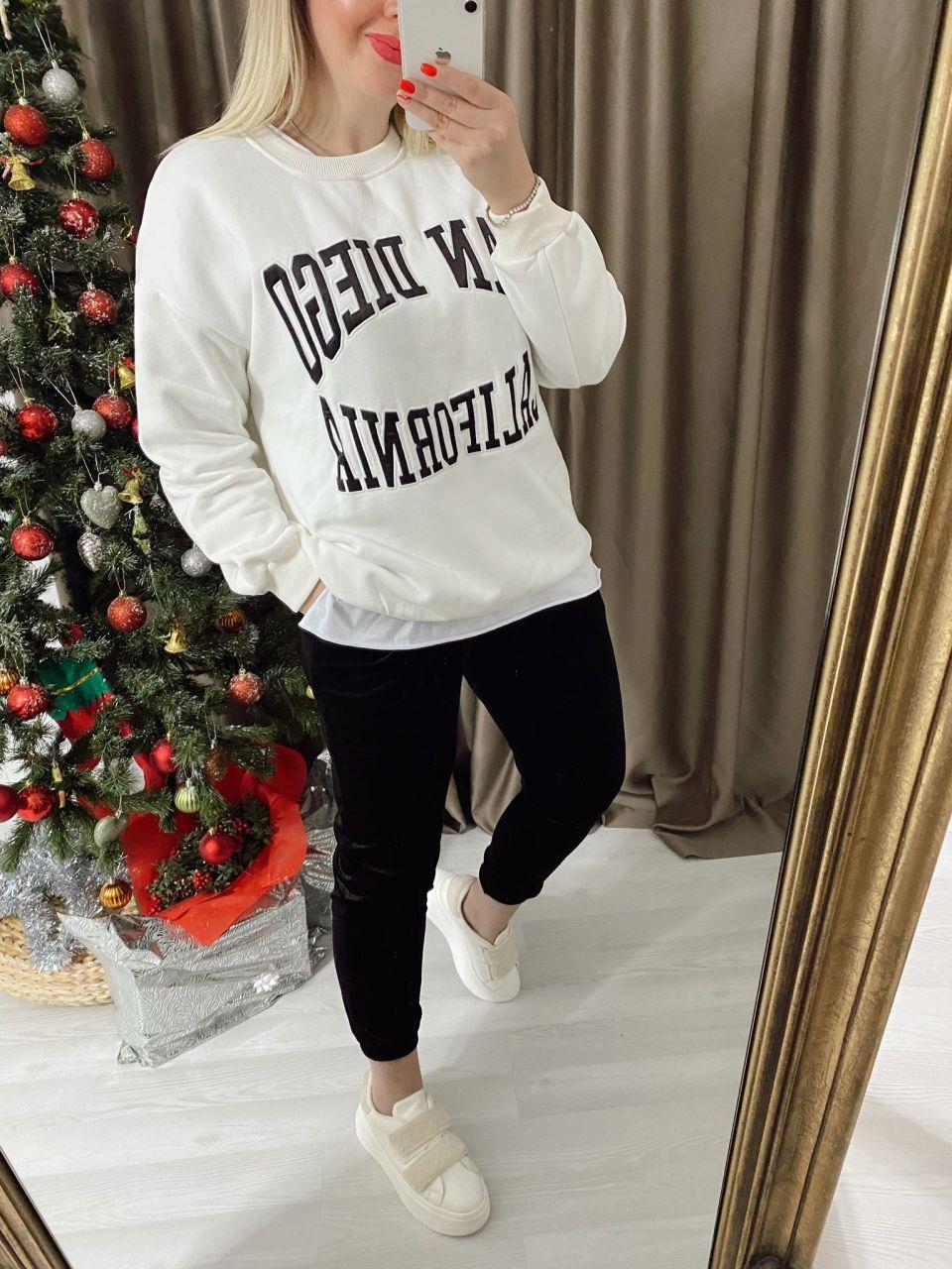 SAN DİEGO YAZILI SİYAH BEYAZ SWEATSHİRT