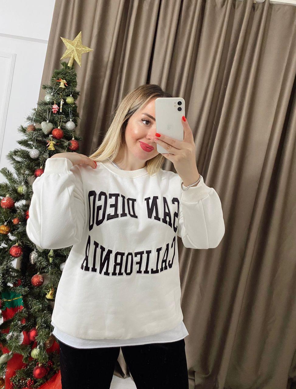 SAN DİEGO YAZILI SİYAH BEYAZ SWEATSHİRT