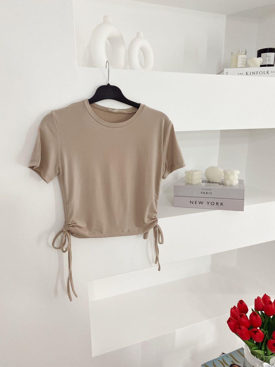 SANDY YANI BÜZGÜLÜ BLUZ BEJ