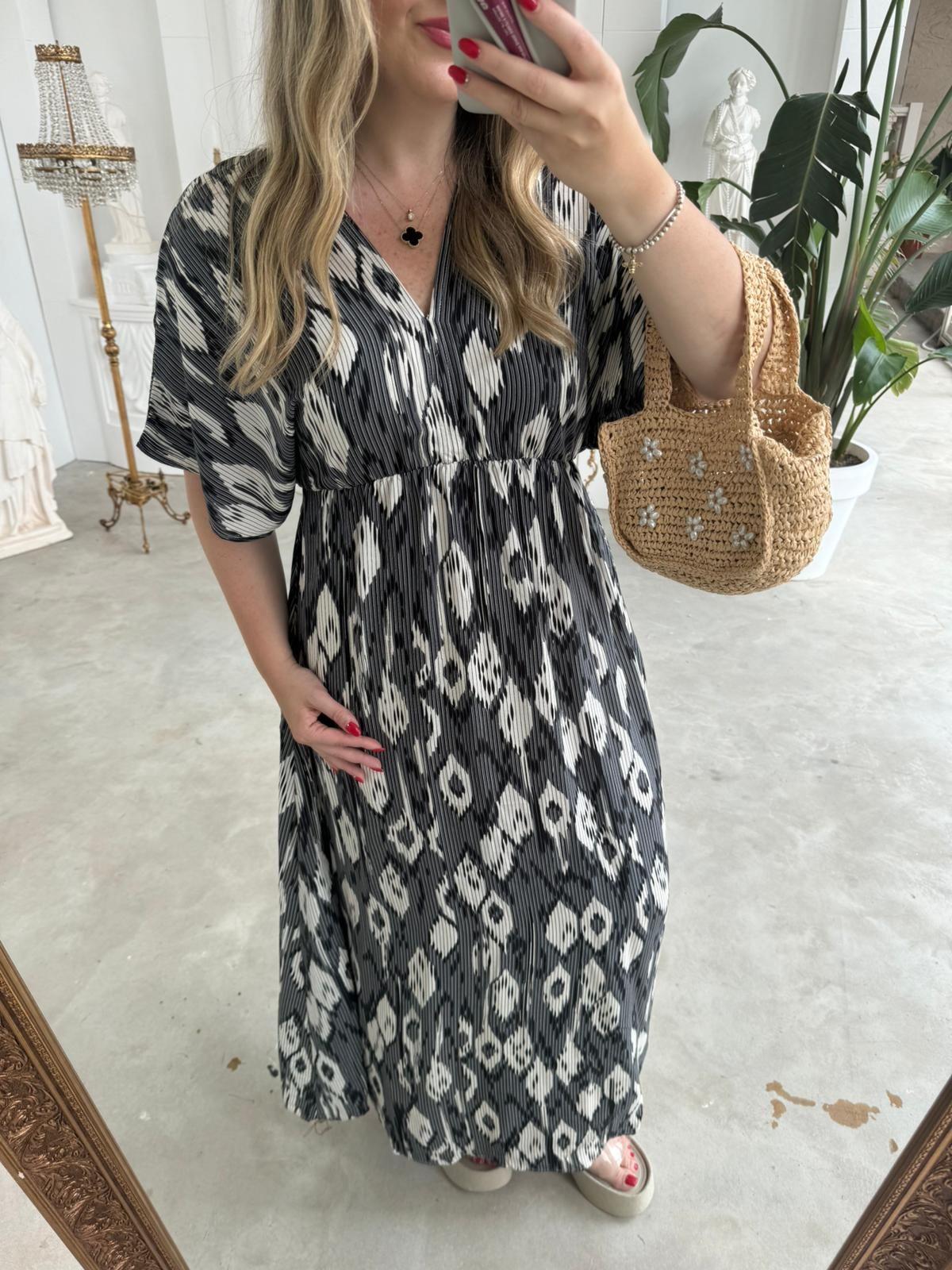 SERENA YIRTMAÇSİZ MAXİ BOY DAMLA MODEL  SİYAH RENK ELBİSE