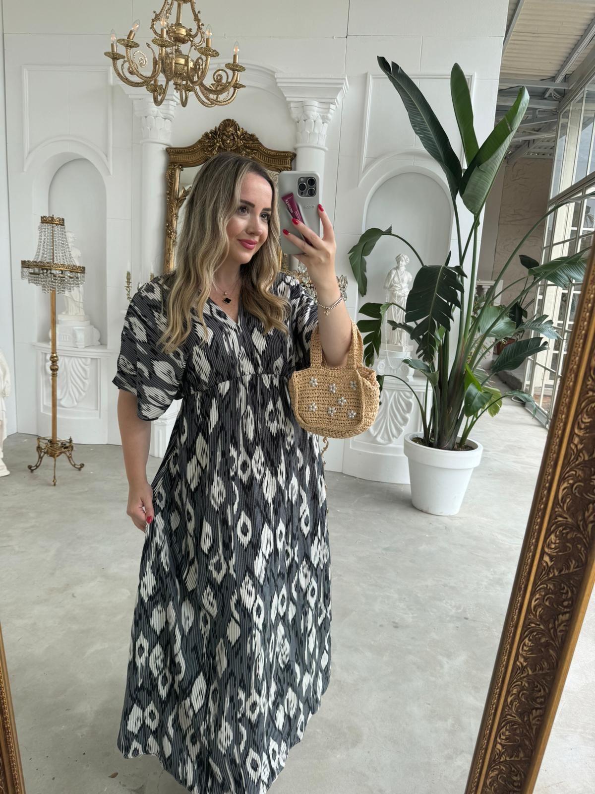 SERENA YIRTMAÇSİZ MAXİ BOY DAMLA MODEL  SİYAH RENK ELBİSE
