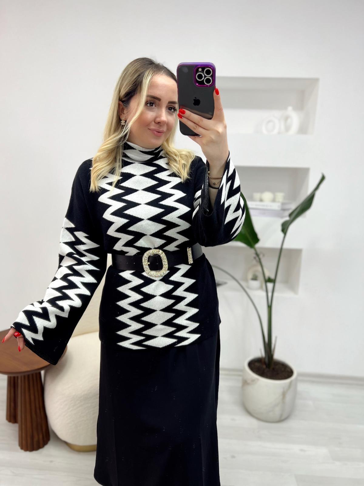 SİYAH BEYAZ ORJ MARKA KAZAK