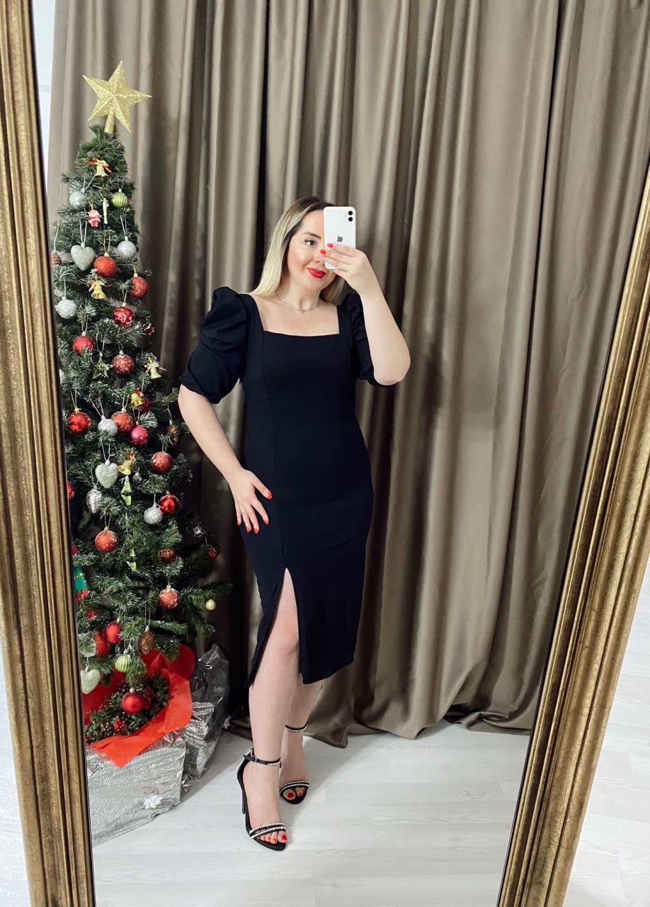 SİYAH KREP KUMAŞ ELBİSE