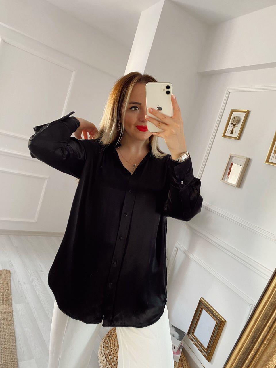 SİYAH ÖZEL SERİ SATEN GÖMLEK