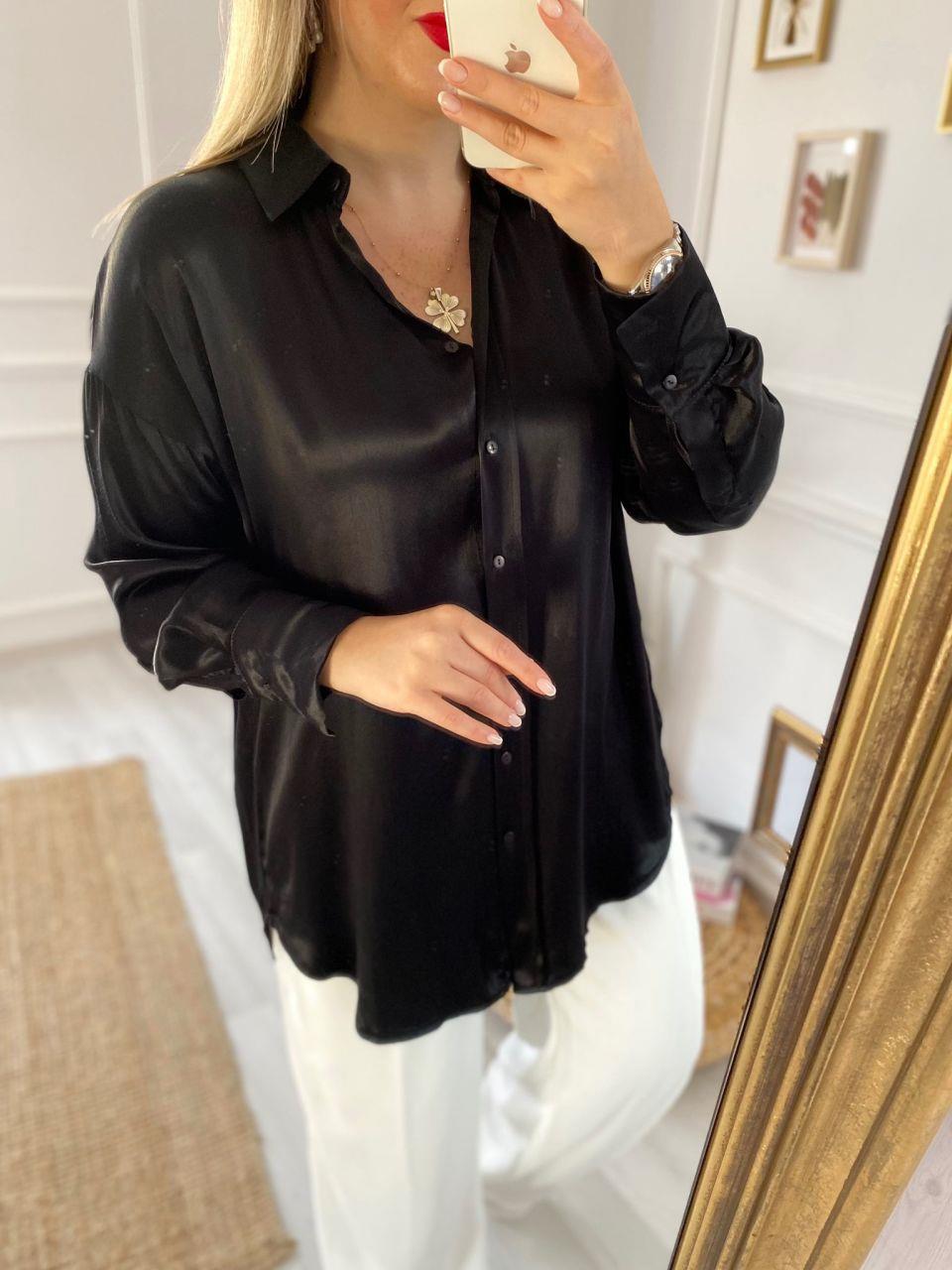 SİYAH ÖZEL SERİ SATEN GÖMLEK