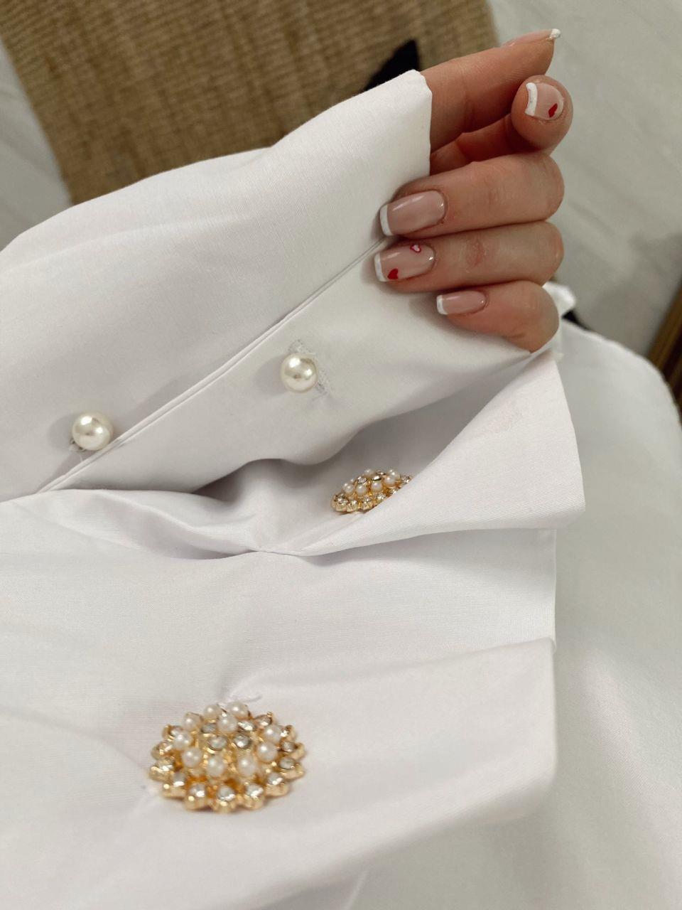 TAŞ DÜĞMELİ İNCİLİ TASARIM GÖMLEK