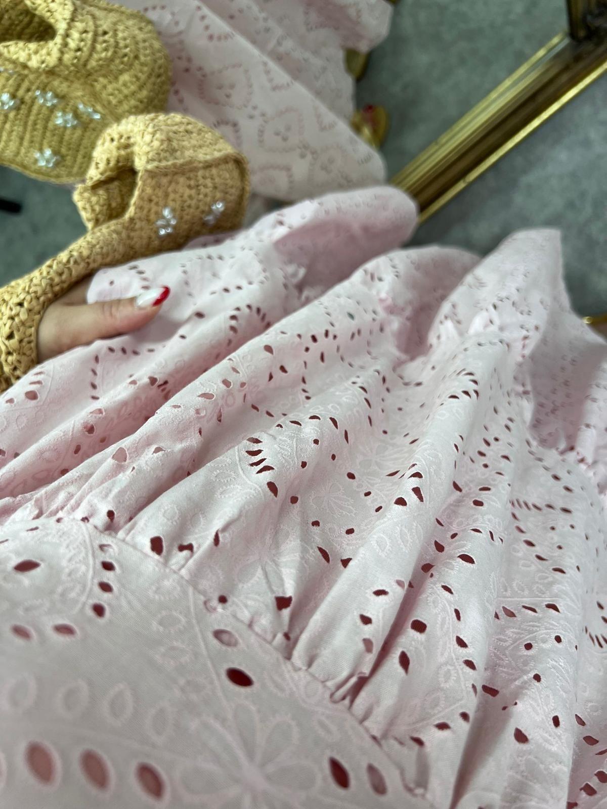 TOZ PEMBE FİSTO ELBİSE