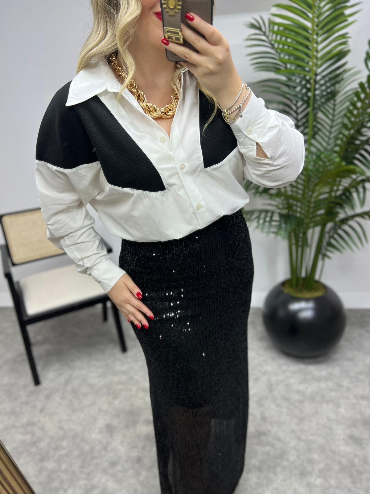 TRİKO DETAYLI PAMUK POPLİN GÖMLEK