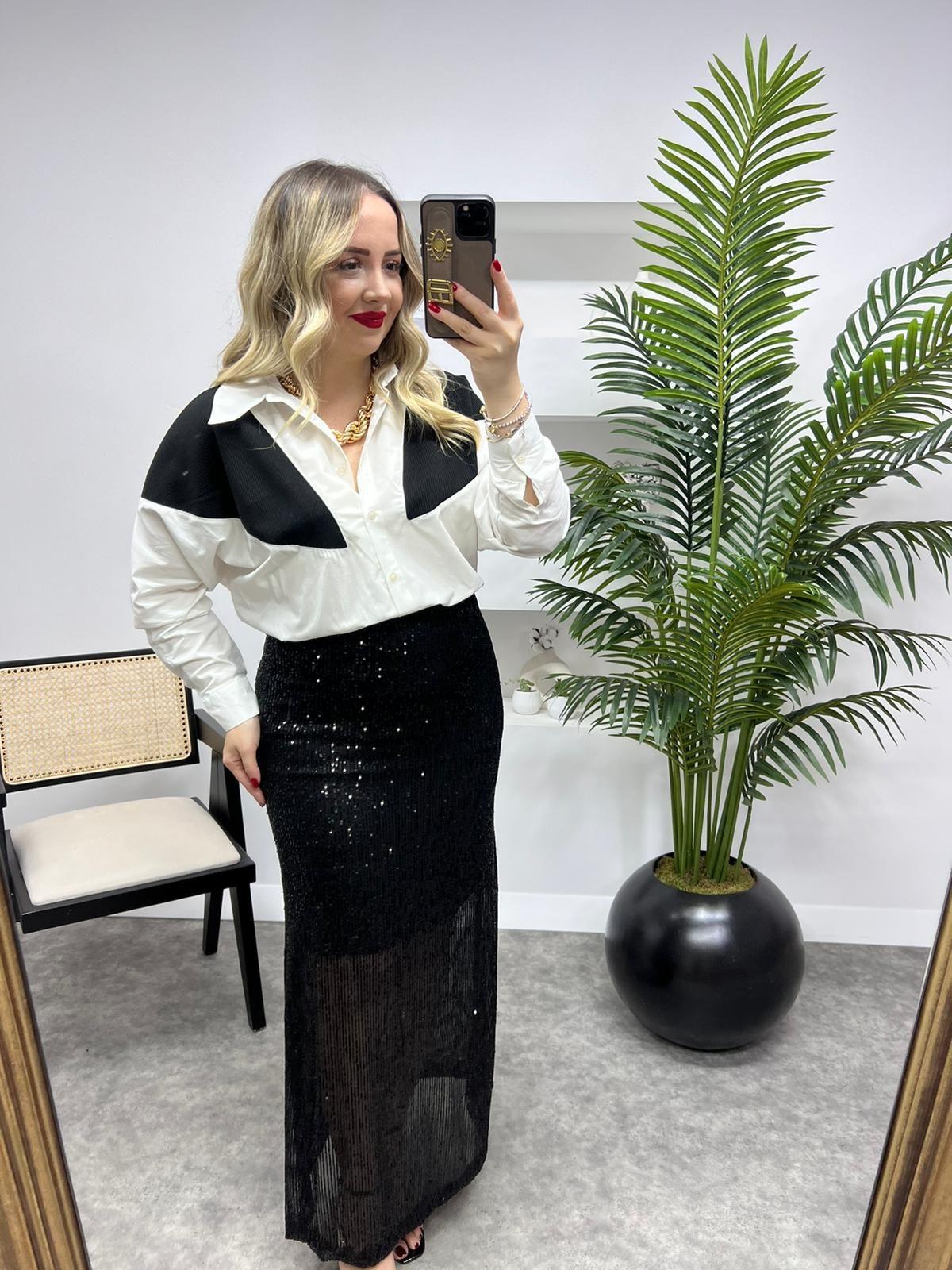 TRİKO DETAYLI PAMUK POPLİN GÖMLEK