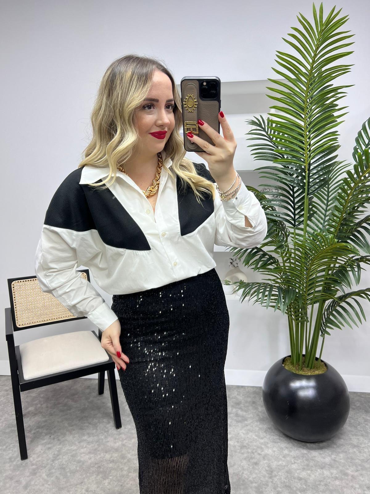 TRİKO DETAYLI PAMUK POPLİN GÖMLEK