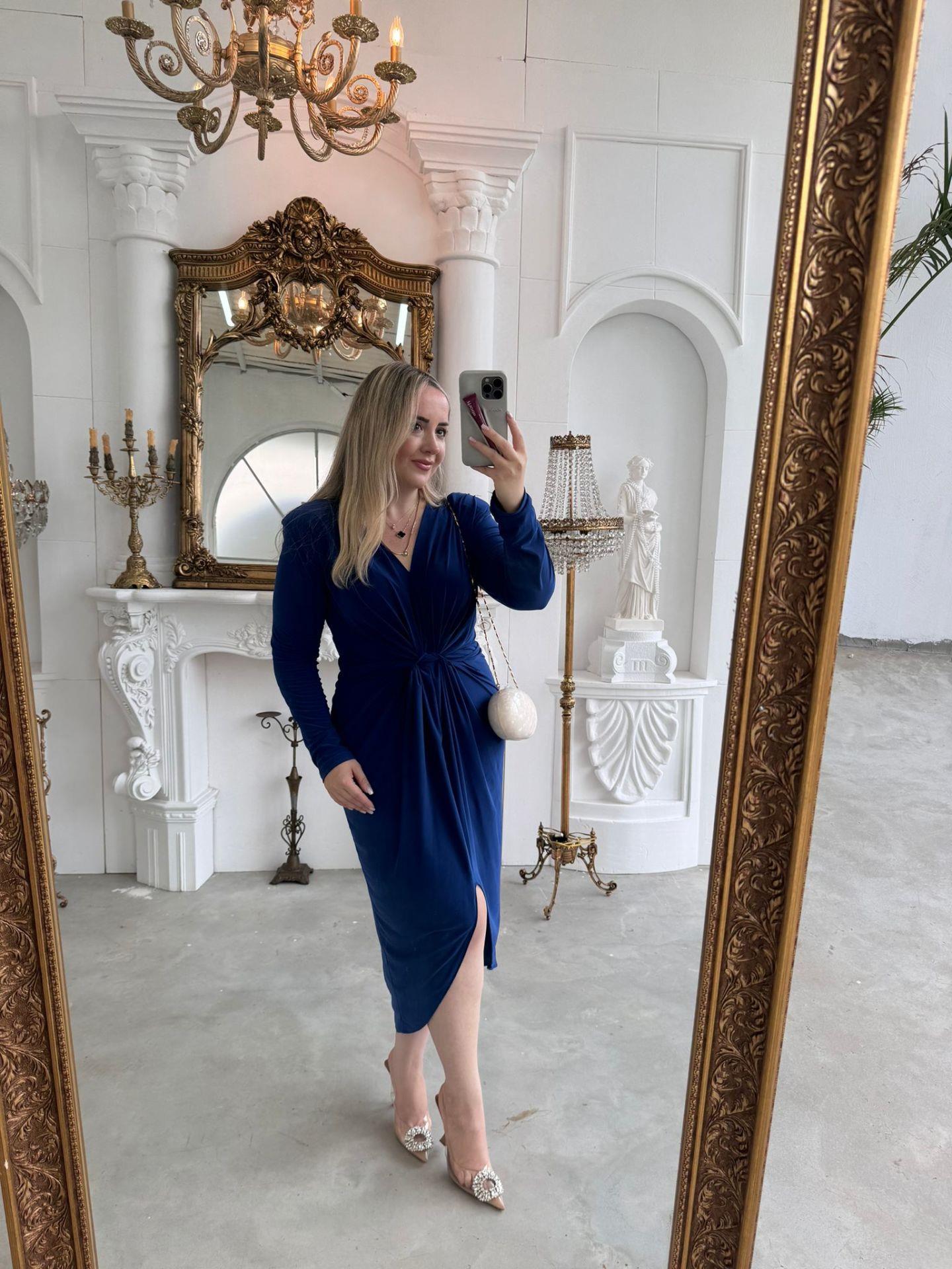 VATKALI PARİS İTHAL CENDY KUMAŞ ELBİSE SAKS MAVİ