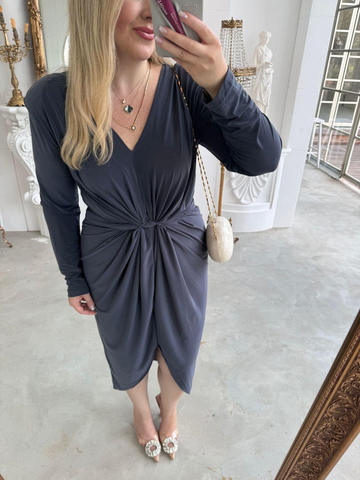 VATKALI PARİS İTHAL CENDY KUMAŞ ELBİSE GRİ