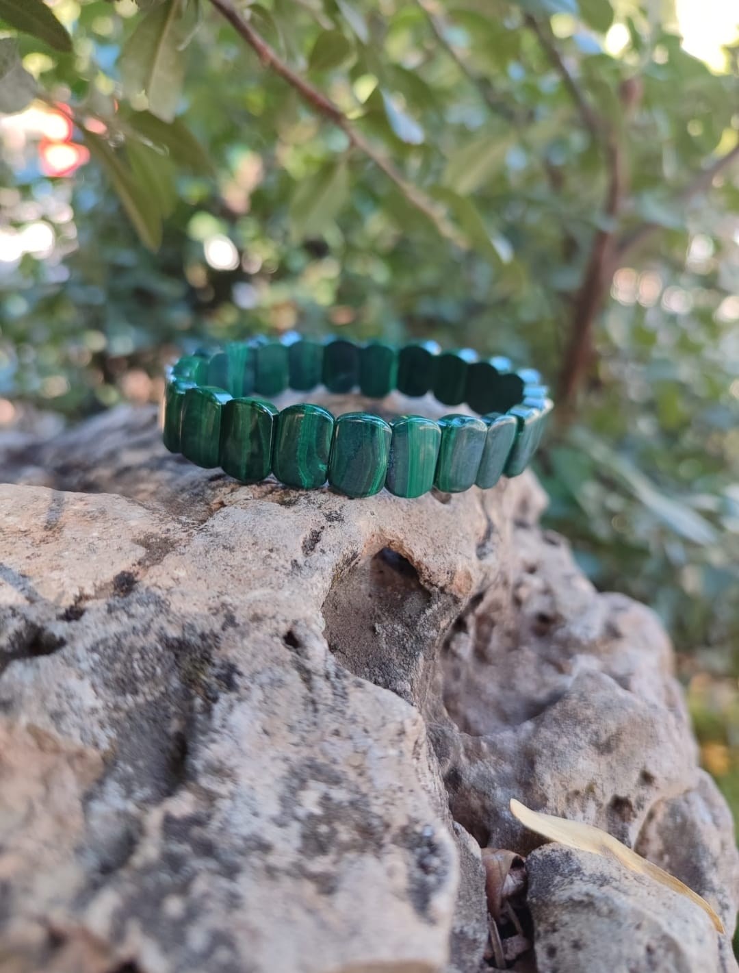 Malahit (Malakit) Taşı Roleks ( Rolex ) Özel Kesim Bileklik  