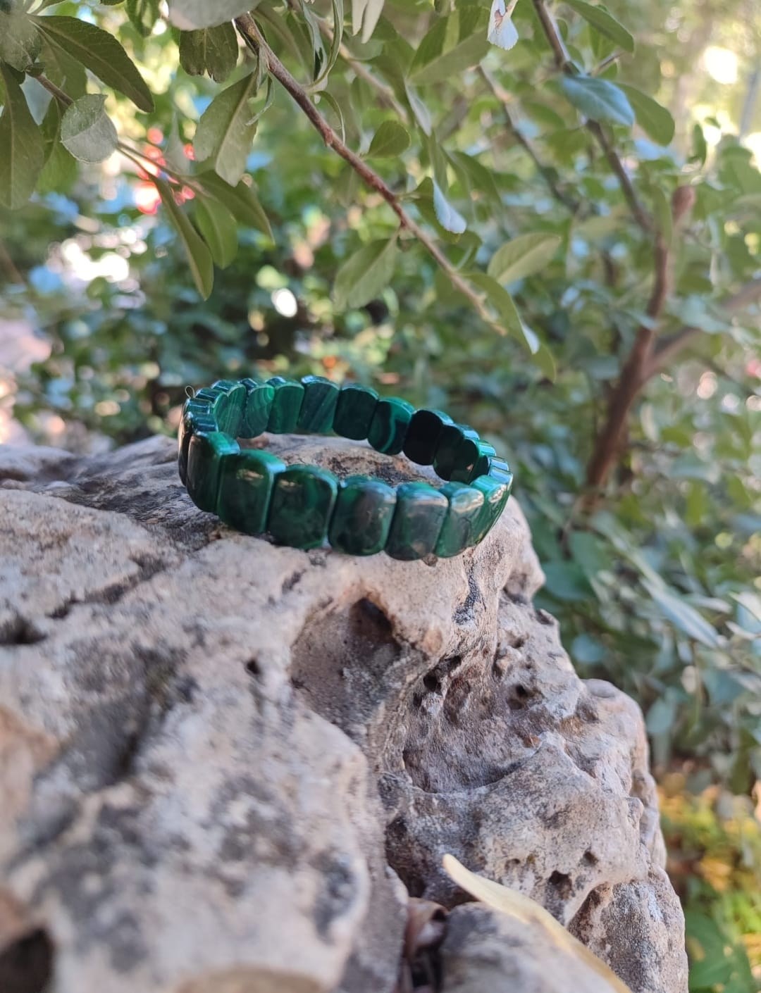 Malahit (Malakit) Taşı Roleks ( Rolex ) Özel Kesim Bileklik  