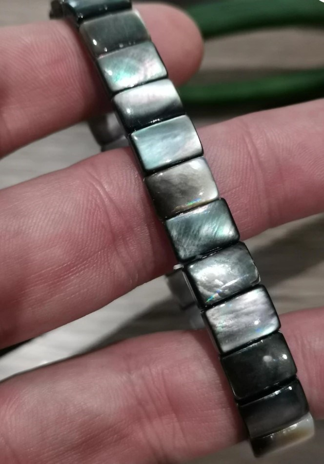 Siyah Sedef Doğaltaş Roleks ( Rolex ) Özel Kesim Bileklik  
