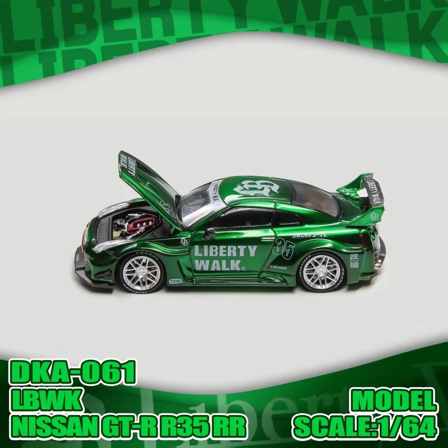 DEMON KING AUTO 1:64 Nissan GTR R35 RR LBWK Green livery DKA-061 
