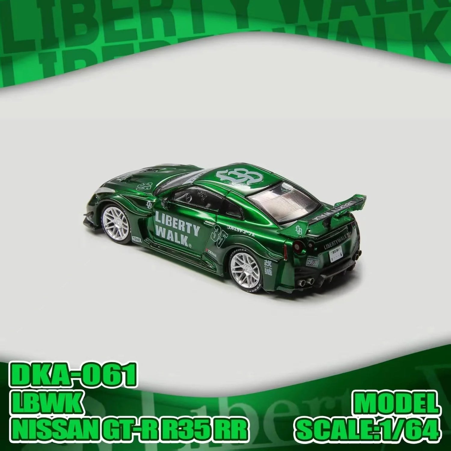 DEMON KING AUTO 1:64 Nissan GTR R35 RR LBWK Green livery DKA-061 